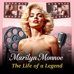 A striking YouTube thumbnail about the life of Marilyn Monroe, showcasing a captivating collage of iconic moments from her career