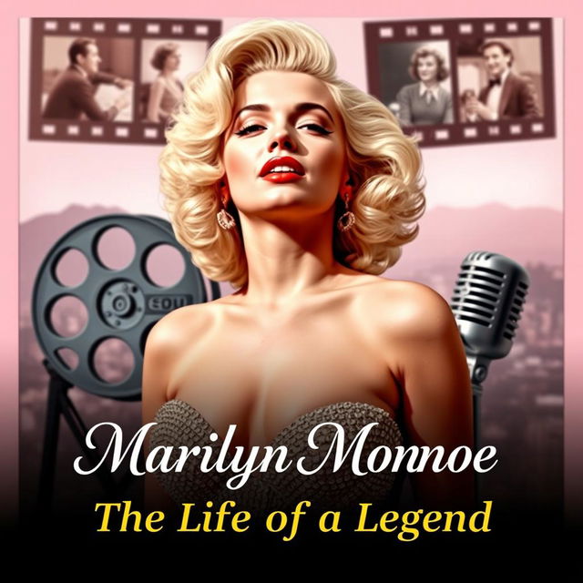 A striking YouTube thumbnail about the life of Marilyn Monroe, showcasing a captivating collage of iconic moments from her career