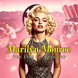 A striking YouTube thumbnail about the life of Marilyn Monroe, showcasing a captivating collage of iconic moments from her career