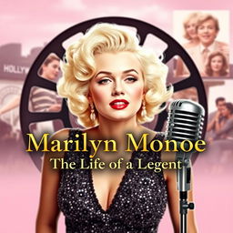 A striking YouTube thumbnail about the life of Marilyn Monroe, showcasing a captivating collage of iconic moments from her career