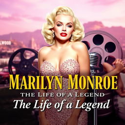 A striking YouTube thumbnail about the life of Marilyn Monroe, showcasing a captivating collage of iconic moments from her career