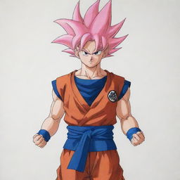 Goku in Saiyan Rose phase 1, wearing the traditional clothing of the planet Yardrat, as if drawn by Akira Toriyama