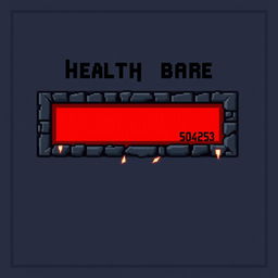 A pixelated health bar designed for an enemy in a combat scenario, positioned horizontally at the top of the enemy's sprite