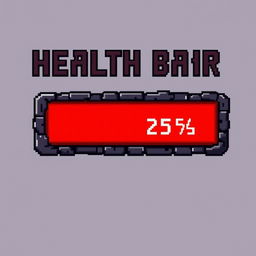 A pixelated health bar designed for an enemy in a combat scenario, positioned horizontally at the top of the enemy's sprite