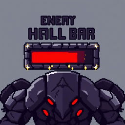 A pixelated health bar designed for an enemy in a combat scenario, positioned horizontally at the top of the enemy's sprite