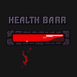 A pixelated health bar designed for an enemy in a combat scenario, positioned horizontally at the top of the enemy's sprite