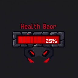 A pixelated health bar designed for an enemy in a combat scenario, positioned horizontally at the top of the enemy's sprite