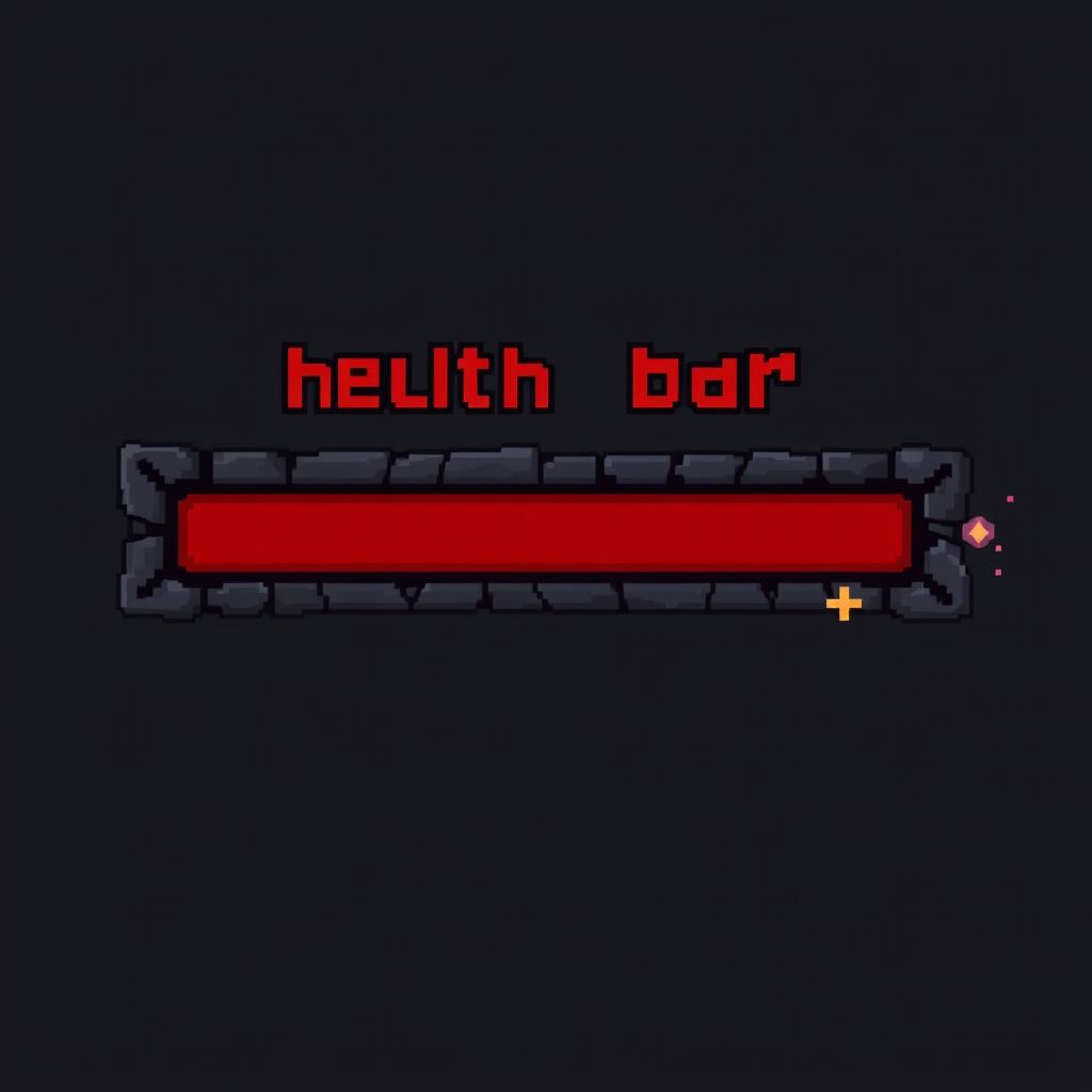 A pixelated health bar designed for an enemy in a combat scenario, displayed as a horizontal bar positioned at the top of the enemy's sprite