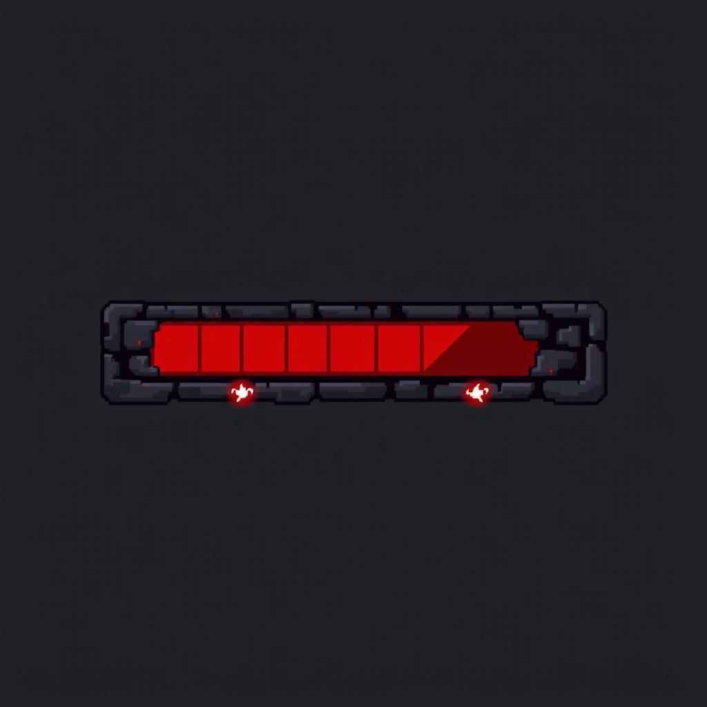 A pixelated health bar designed for an enemy in a combat scenario, displayed as a horizontal bar positioned at the top of the enemy's sprite