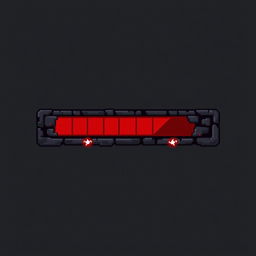 A pixelated health bar designed for an enemy in a combat scenario, displayed as a horizontal bar positioned at the top of the enemy's sprite