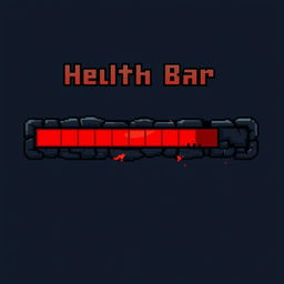 A pixelated health bar designed for an enemy in a combat scenario, displayed as a horizontal bar positioned at the top of the enemy's sprite