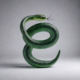 A sleek, luminous snake coiling eloquently into the shape of a letter 'S', exuding an air of mystery and fascination.