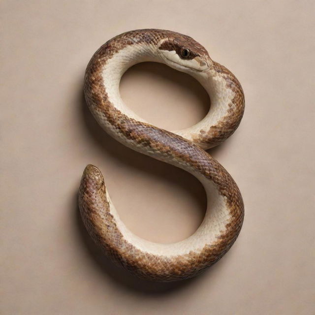 A meticulously designed snake curving and twisting into the form of the letter 'S', combining natural aesthetics with typographic design.