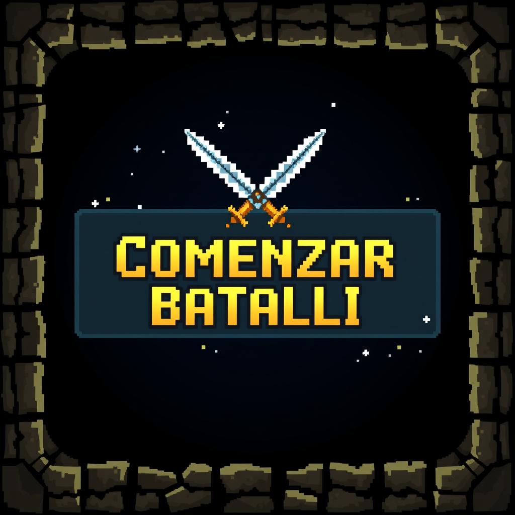 A pixelated 'Start Battle' button featuring two crossed swords at the top