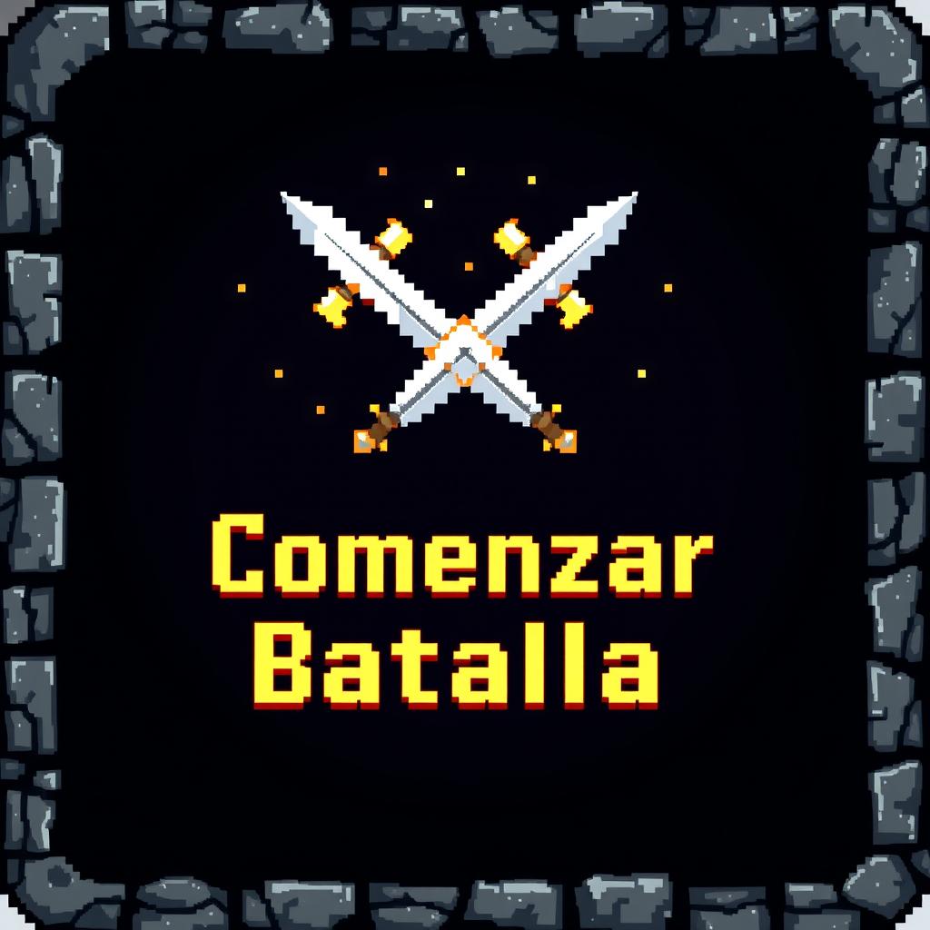 A pixelated 'Start Battle' button featuring two crossed swords at the top