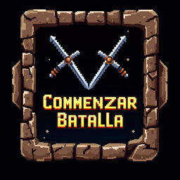 A pixelated 'Start Battle' button featuring two crossed swords at the top