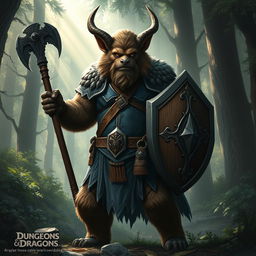 A Firbolg character from Dungeons & Dragons 5E, showcasing his unique features such as a tall, fur-covered physique and large ears