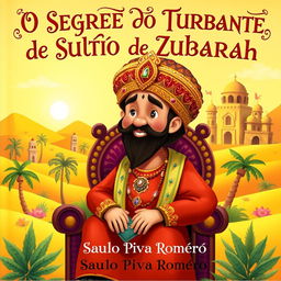 A captivating children's book cover for 'O Segredo do Turbante do Sultão de Al Zubarah'