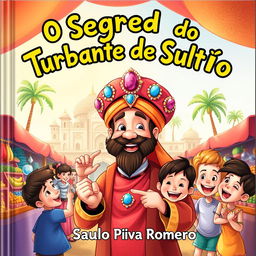 A captivating children's book cover for 'O Segredo do Turbante do Sultão' by Saulo Piva Romero