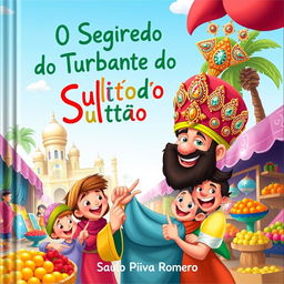 A captivating children's book cover for 'O Segredo do Turbante do Sultão' by Saulo Piva Romero