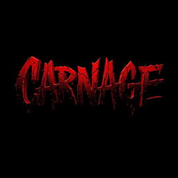 A captivating 2D cinematic title design for 'Carnage'