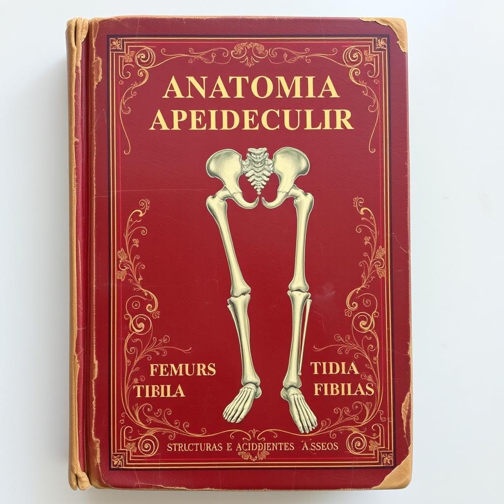 A vintage book cover for a classic text titled 'Anatomia do Sistema Apendicular Inferior: Estruturas e Acidentes Ósseos'