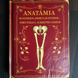 A vintage book cover for a classic text titled 'Anatomia do Sistema Apendicular Inferior: Estruturas e Acidentes Ósseos'