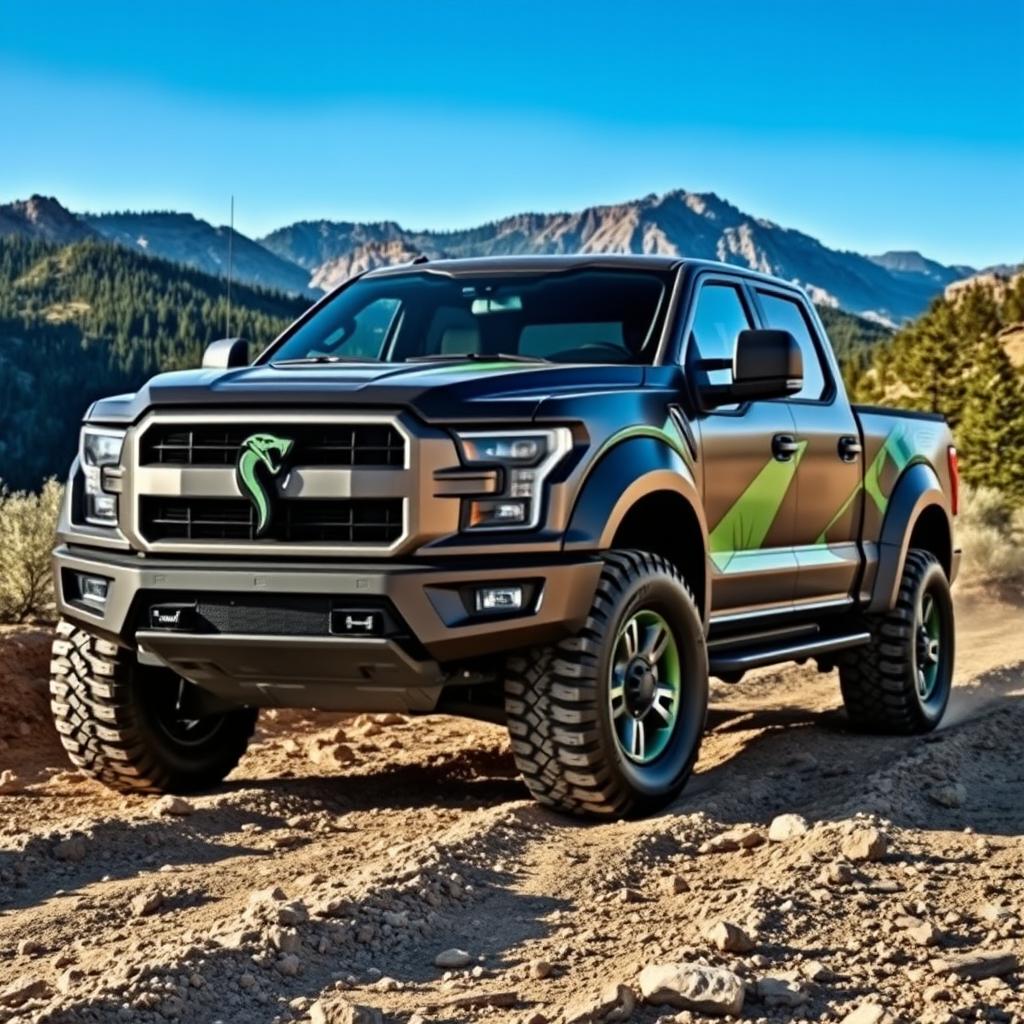 An imposing truck named 'Serpens', incorporating design elements similar to popular models like Amarok, Hilux, Dodge Ram, and S10