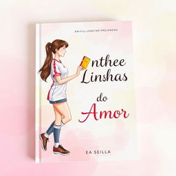 A beautiful book cover for 'Entre Linhas do Amor'