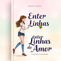 A beautiful book cover for 'Entre Linhas do Amor'