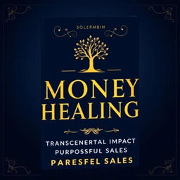 A striking and serious book cover design focused on the themes of money healing, transgenerational impact, and purposeful sales