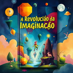 A captivating book cover design featuring the title 'A Revolução da Imaginação' in bold, artistic typography