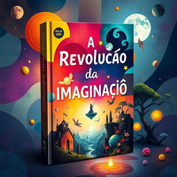 A captivating book cover design featuring the title 'A Revolução da Imaginação' in bold, artistic typography