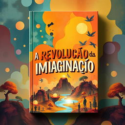 A captivating book cover design featuring the title 'A Revolução da Imaginação' in bold, artistic typography