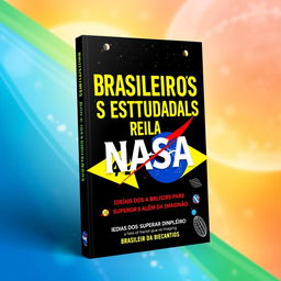 A striking book cover for 'BRASILEIROS SÃO ESTUDADOS PELA NASA' featuring an eye-catching design that reflects innovation and creativity