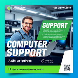 A modern and sleek advertisement design for a computer support service