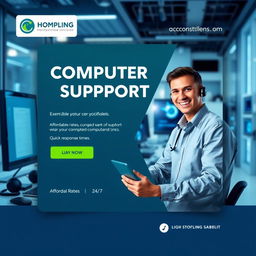 A modern and sleek advertisement design for a computer support service