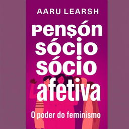 A compelling and modern book cover design titled 'Pensão sócio afetiva', with a subtitle 'O poder do feminismo'