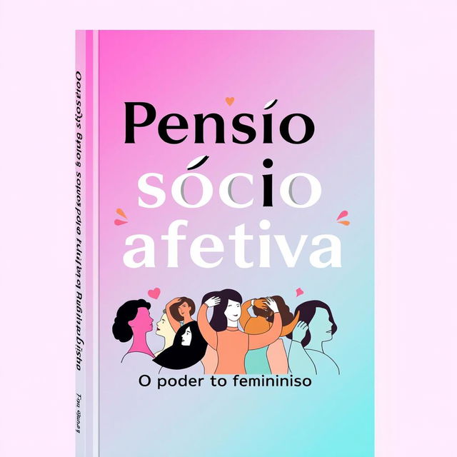 A compelling and modern book cover design titled 'Pensão sócio afetiva', with a subtitle 'O poder do feminismo'