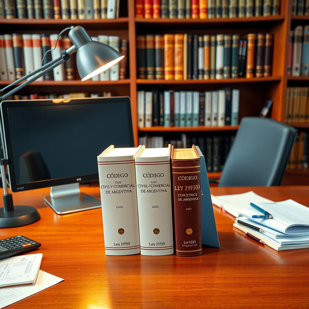 An image of a professional accounting office desk featuring a modern computer and a stylish desk lamp providing warm light