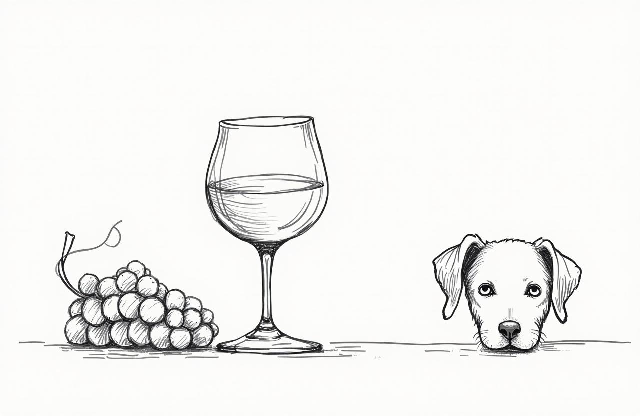 A more sketchy hand-drawn illustration featuring a sophisticated yet loose interpretation of a wineglass with flowing lines and dynamic shading