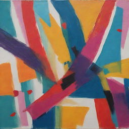 Generate a piece of abstract art with vibrant, expressive colors and unpredictable shapes.