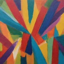 Generate a piece of abstract art with vibrant, expressive colors and unpredictable shapes.