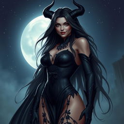 A striking depiction of Black Lilith, embodying an alluring and captivating essence