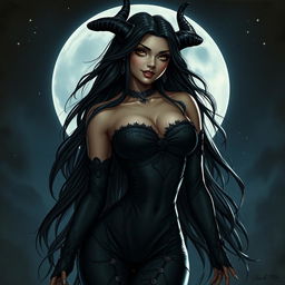 A striking depiction of Black Lilith, embodying an alluring and captivating essence