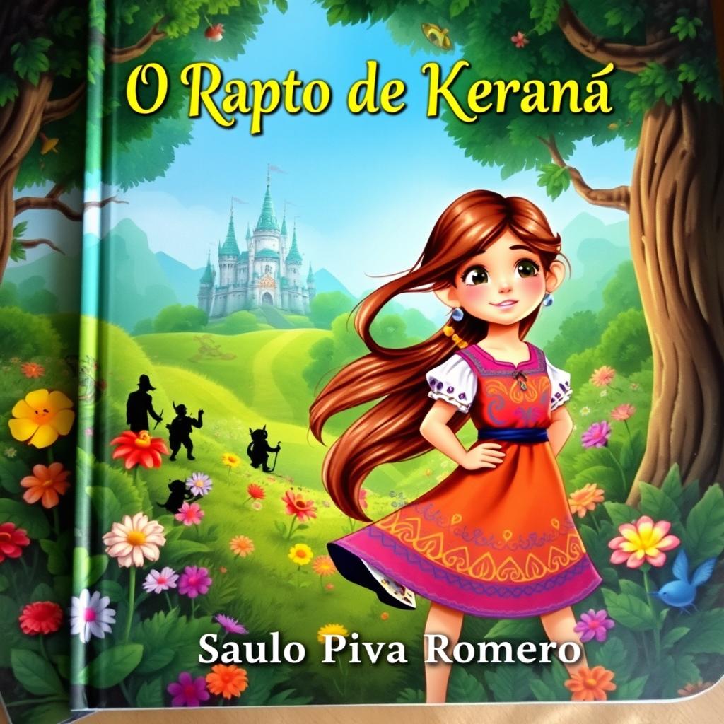 A captivating children's book cover for 'O Rapto de Keraná' by Saulo Piva Romero