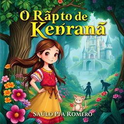 A captivating children's book cover for 'O Rapto de Keraná' by Saulo Piva Romero