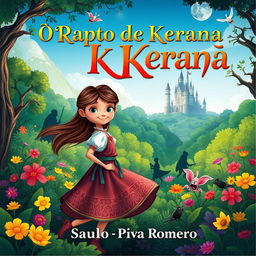 A captivating children's book cover for 'O Rapto de Keraná' by Saulo Piva Romero