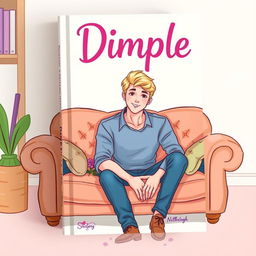 A vibrant illustrated book cover for a romance novel titled 'Dimple'