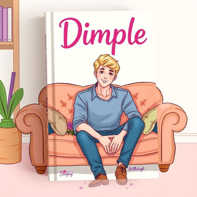 A vibrant illustrated book cover for a romance novel titled 'Dimple'